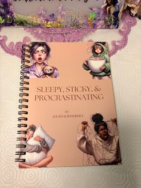 Sleepy, Sticky & Procrastinating Spiral Notebook - Blush Pink